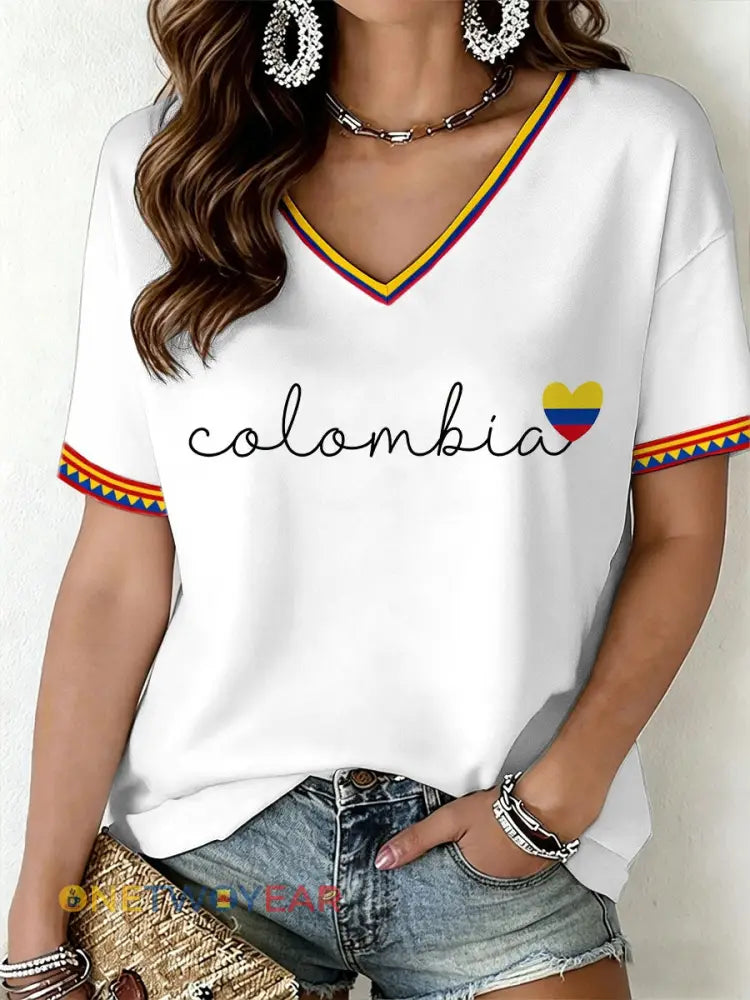 Camiseta Colombia para mujer - blanco / S