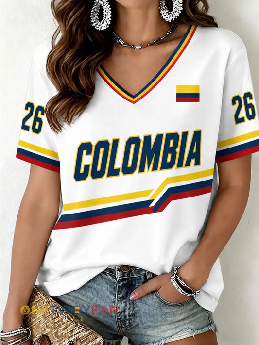 Camiseta Colombia para mujer - blanco / S