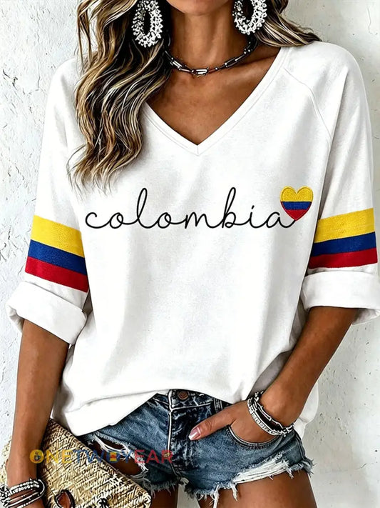 Camiseta Colombia para mujer - Cremoso-Blanco / S