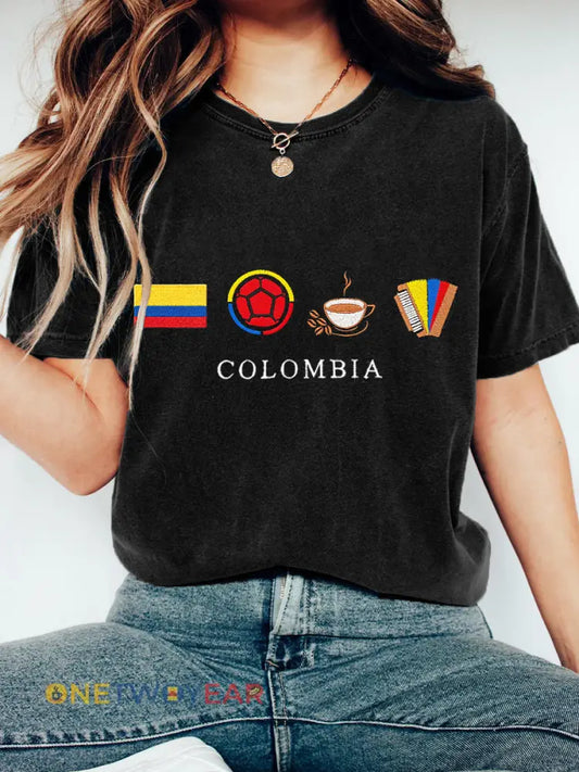 Camiseta Colombia Washed para mujer - negro / S