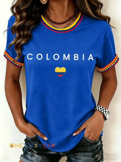 Camiseta con estampado Colombia para mujer - Azul / S