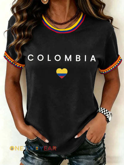Camiseta con estampado Colombia para mujer - Negro / S