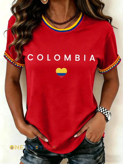 Camiseta con estampado Colombia para mujer - Rojo / S