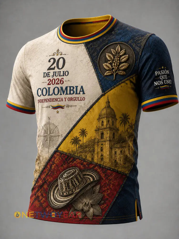 Camiseta conmemorativa del remiendo del día de la independencia de Columbia del vintage - como imagen / S