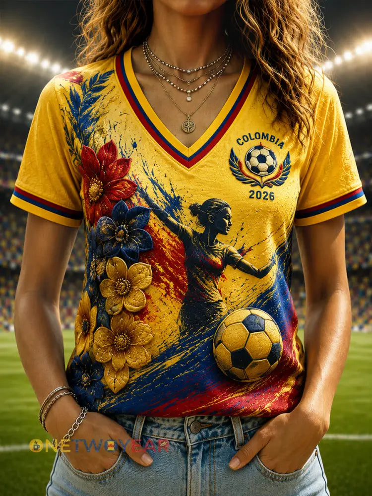 Camiseta cuello en V para mujer Columbia Soccer Fan - como imagen / S