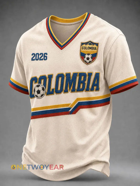 Camiseta de estilo futbolístico colombiano 2026 para hombre - Cremoso-Blanco / S