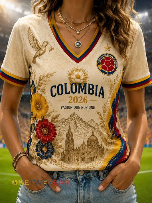 Camiseta de fútbol Columbia Classic Casual con cuello en V para mujer - como imagen / S