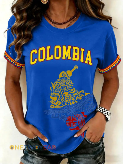 Camiseta estampada de Colombia para mujer - Azul / S
