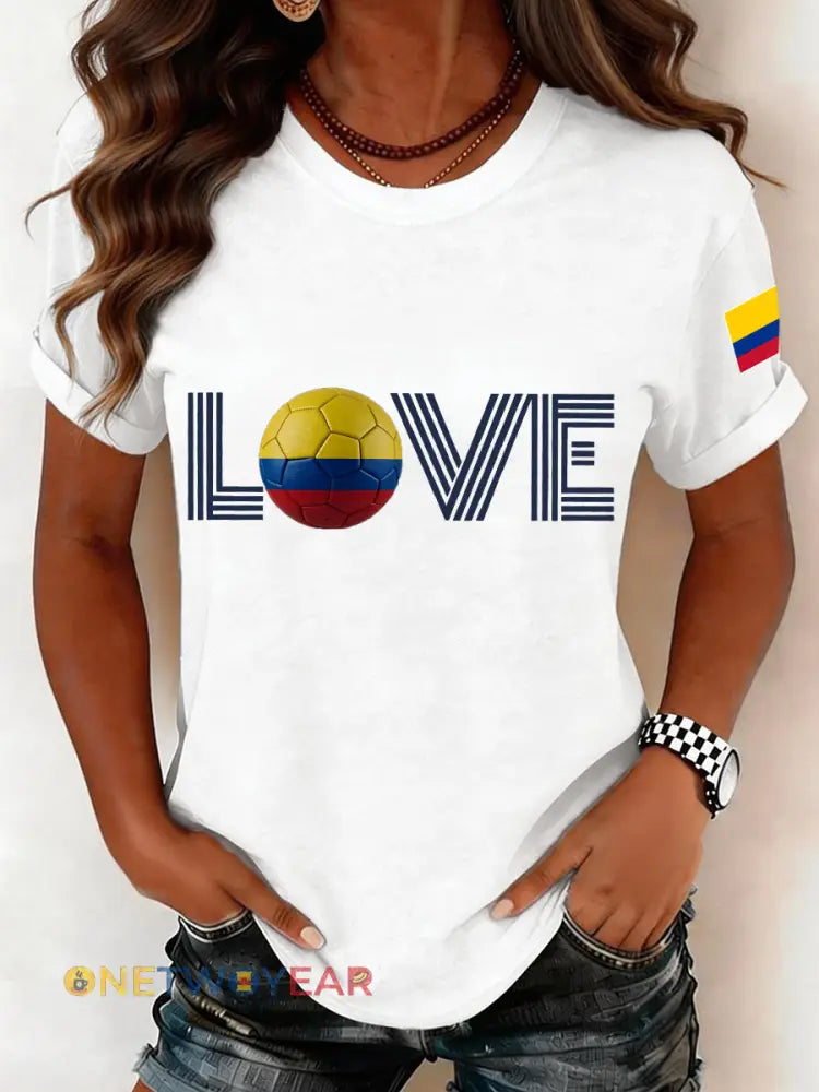 Camiseta estampada de Colombia para mujer - Blanco / S