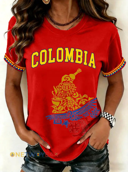 Camiseta estampada de Colombia para mujer - Rojo / S
