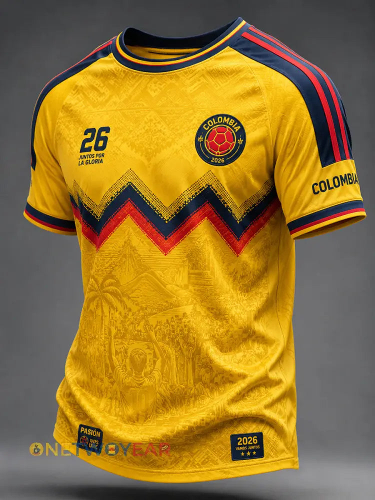 Camiseta Geométrica Retro Colombia Soccer Casual - como imagen / S