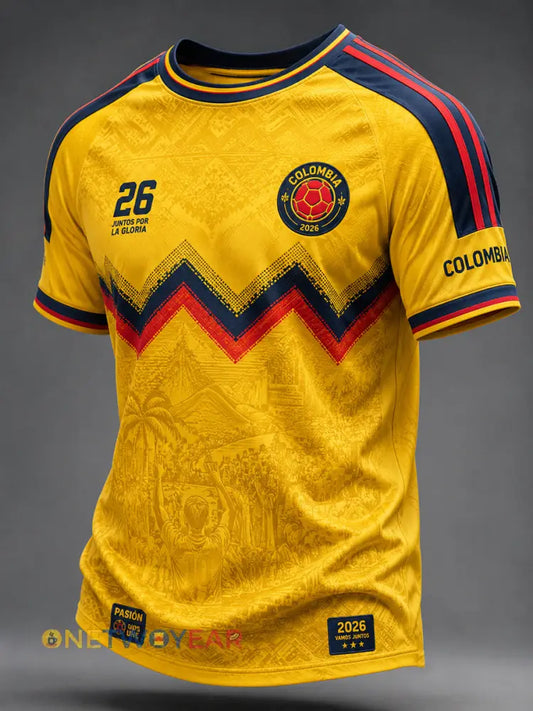 Camiseta Geométrica Retro Colombia Soccer Casual - como imagen / S