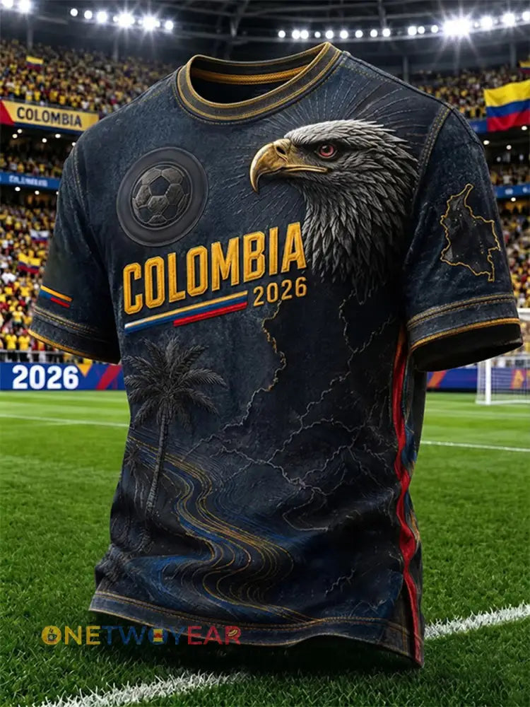 Camiseta informal unisex de estilo futbolístico colombiano para hombre - como imagen / S
