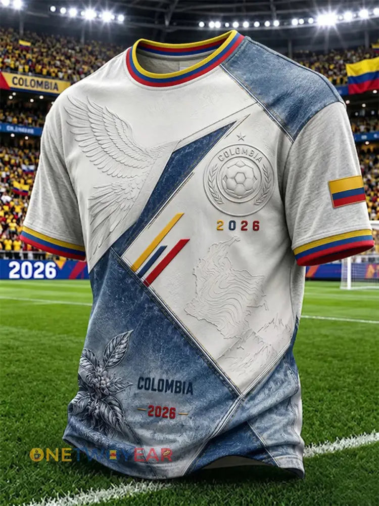 Camiseta informal unisex de estilo futbolístico colombiano para hombre - como imagen / S