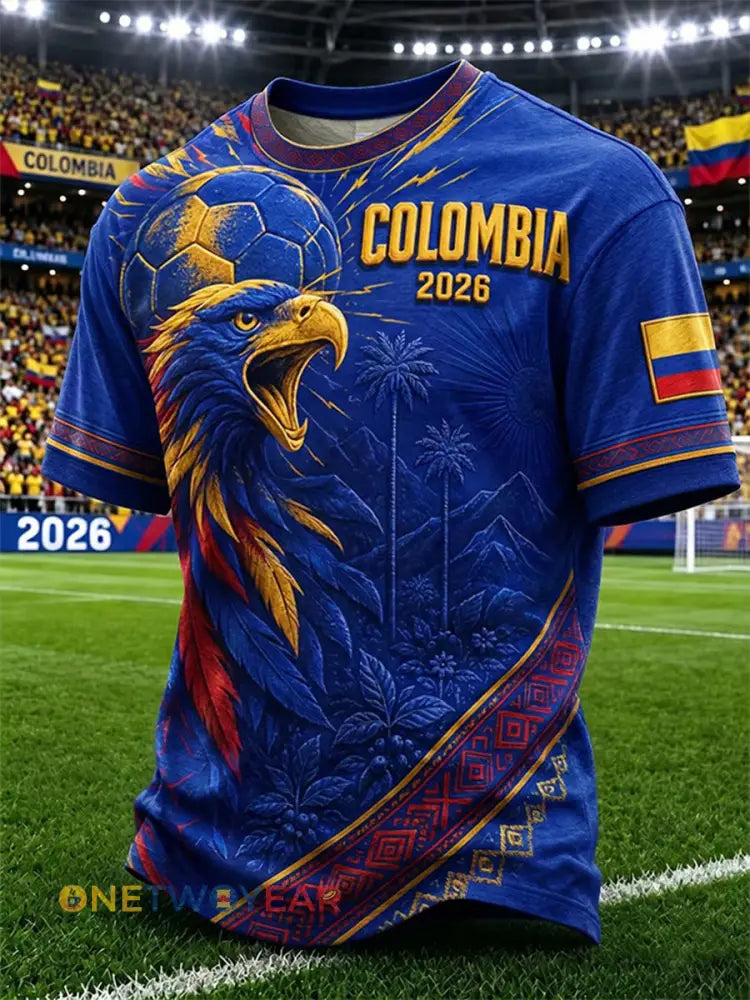 Camiseta informal unisex de estilo futbolístico colombiano para hombre - como imagen / S