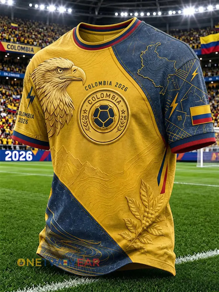 Camiseta informal unisex de estilo futbolístico colombiano para hombre - como imagen / S
