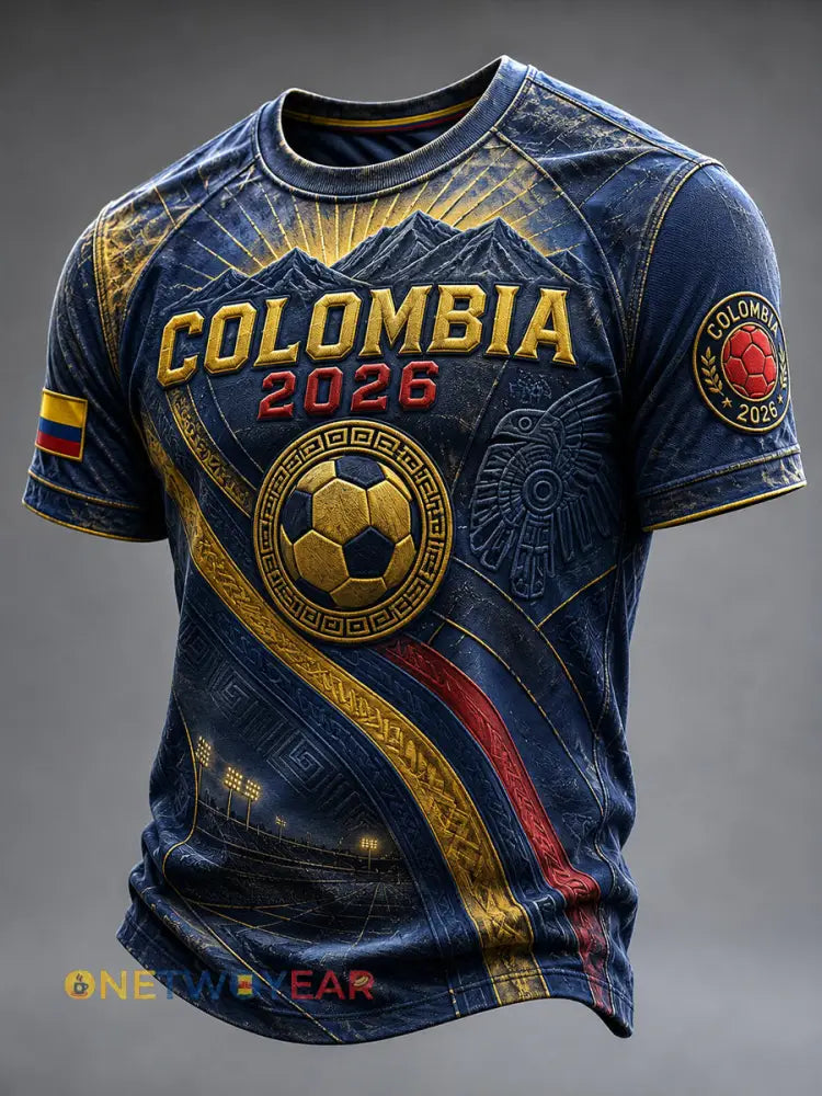 Camiseta ocasional artística de Colombia de la fan retra del fútbol - como imagen / S
