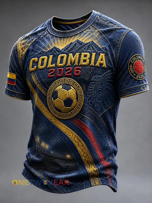 Camiseta ocasional artística de Colombia de la fan retra del fútbol - como imagen / S