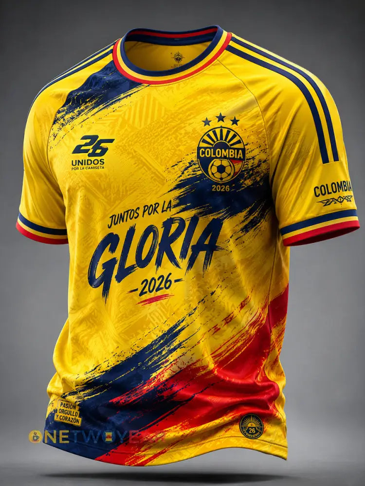 Camiseta ocasional clásica de la fan retra del fútbol de Colombia - como imagen / S