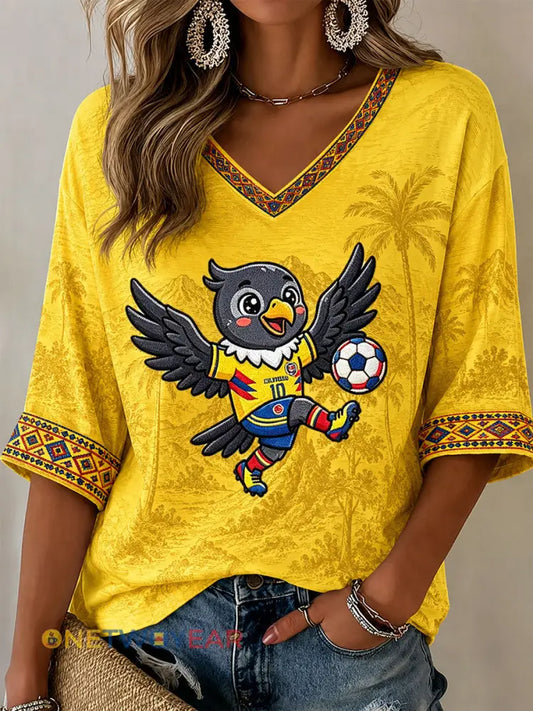 Camiseta para mujer Columbia Football Print - amarillo / S