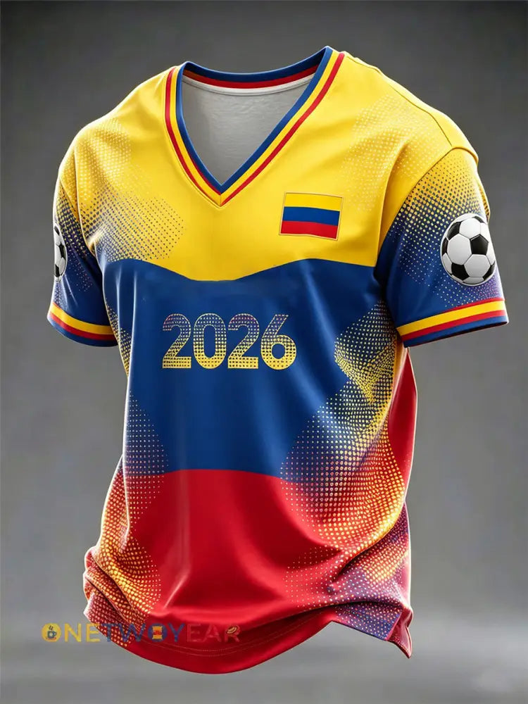 Camiseta unisex casual de fútbol de Colombia 2026 - como imagen / S