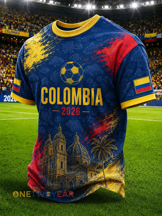 Camiseta unisex de fútbol colombiano 2026 para hombre de estilo casual con estampado y manga corta - como imagen / S