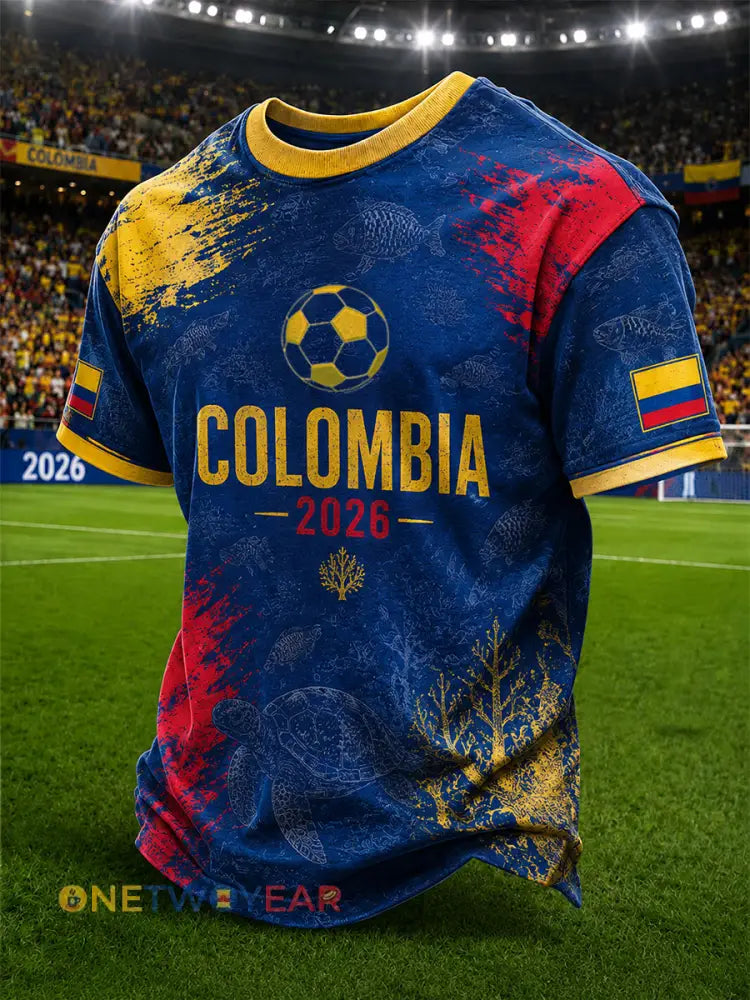Camiseta unisex de fútbol colombiano 2026 para hombre de estilo casual con estampado y manga corta - como imagen / S