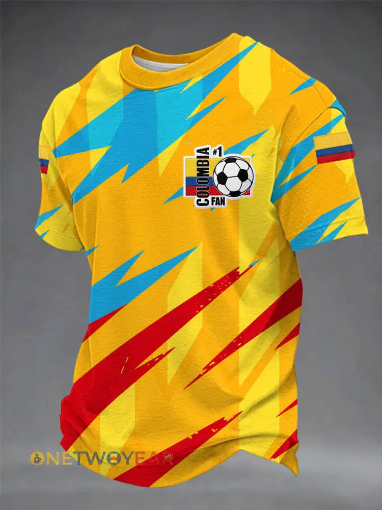Camisetas casuales de fútbol colombiano para hombre - amarillo / S