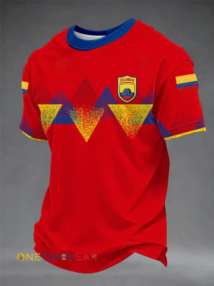 Camisetas casuales de fútbol colombiano para hombre - rojo / S