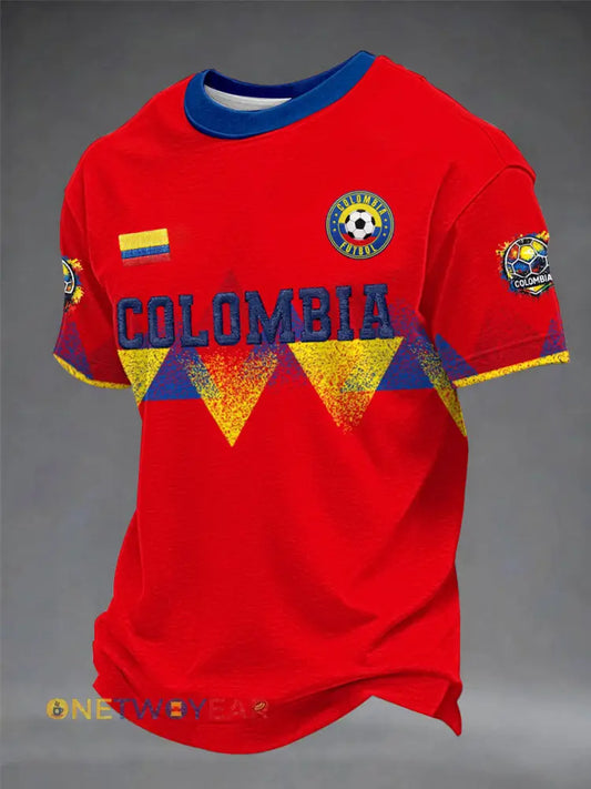 Camisetas casuales de fútbol colombiano para hombre - rojo / S