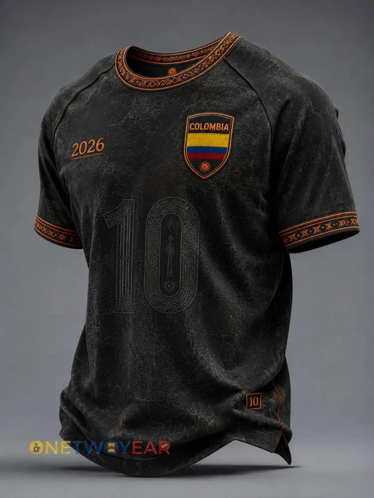 Camisetas de fútbol Columbia para hombre número 10 - negro / S