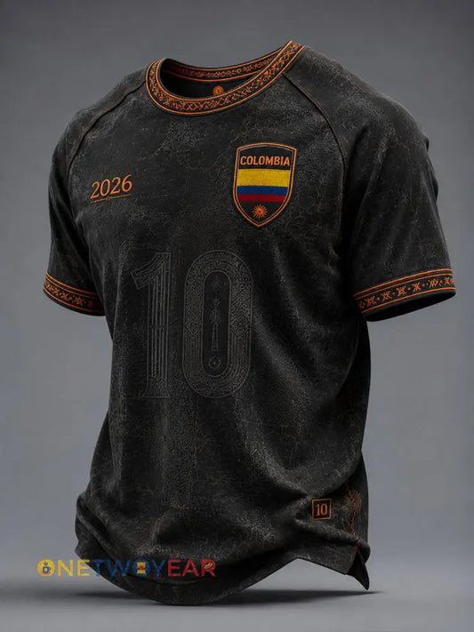 Camisetas de fútbol Columbia para hombre número 10 - negro / S