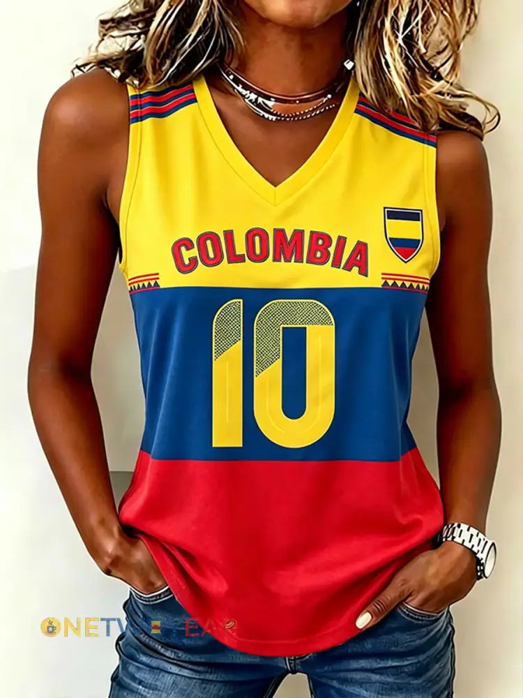 Chalecos impresos casuales de fútbol colombiano de las mujeres - como imagen / S