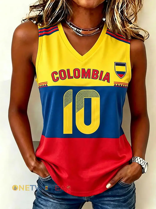 Chalecos impresos casuales de fútbol colombiano de las mujeres - como imagen / S
