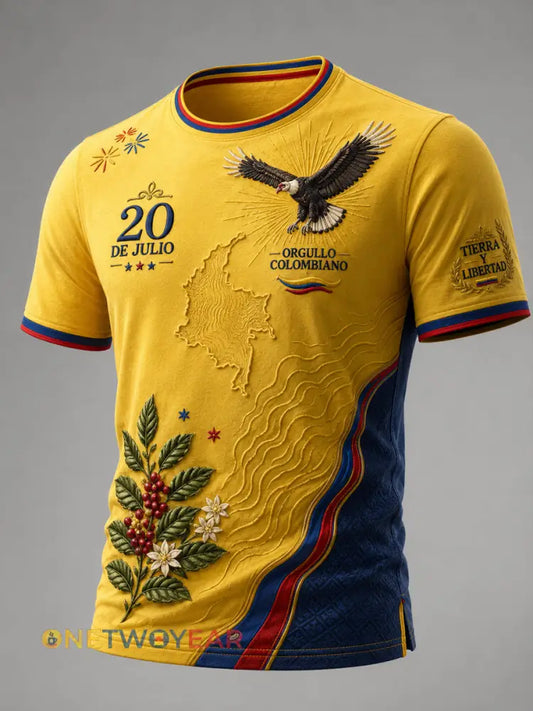 Columbia Independence Day Andean Condor Patchwork camiseta casual - como imagen / S