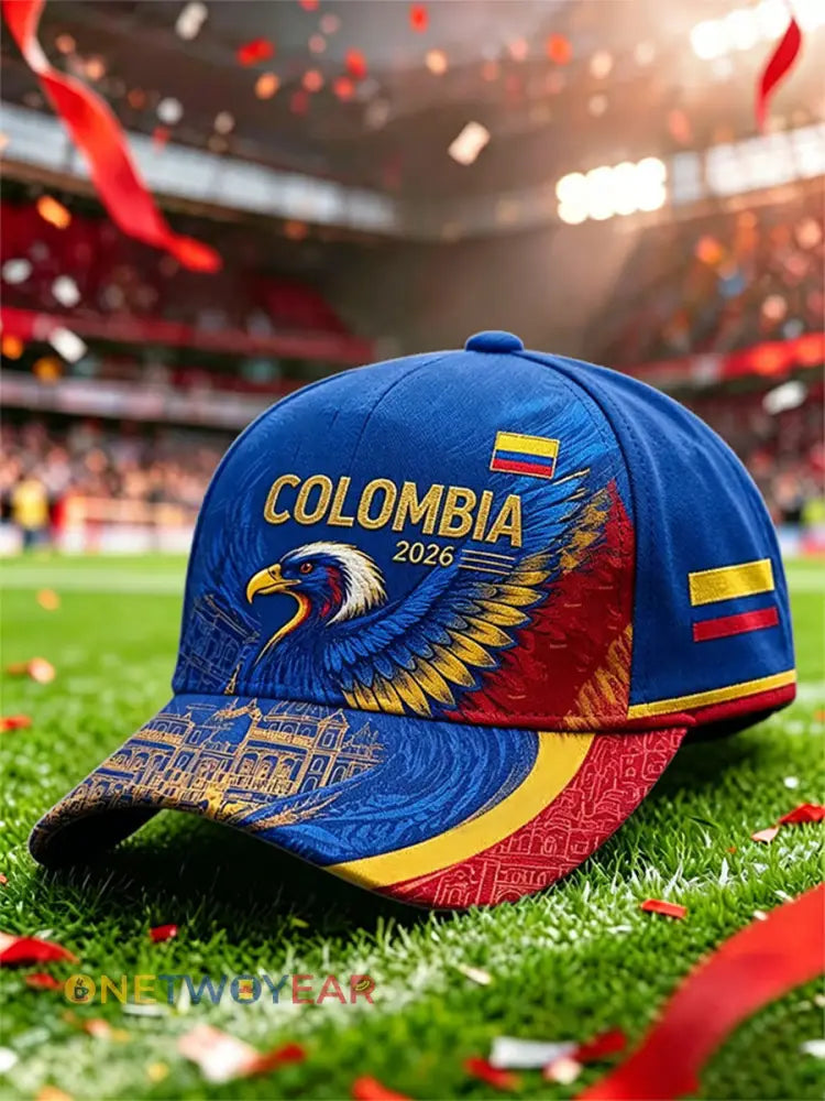 Gorra unisex informal con estampado de fútbol colombiano 2026 - como imagen / UNO