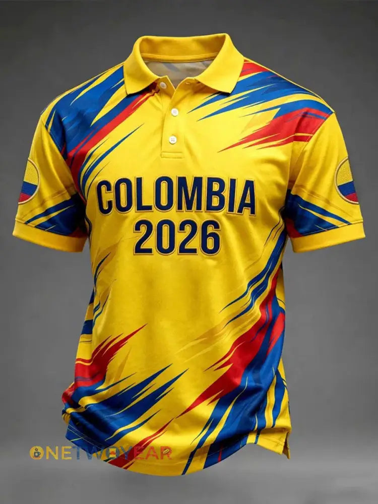 Polo casual de fútbol colombiano para hombre - como imagen / S