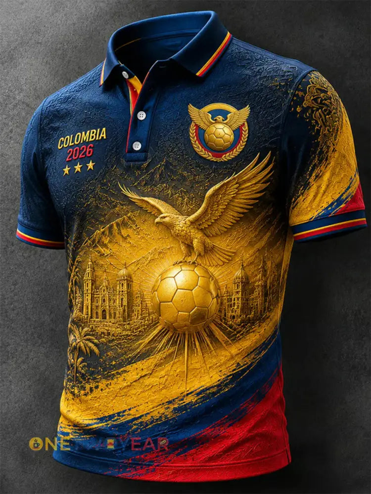 Polo casual de hombre con estampado de fútbol de Colombia colección 2026 - como imagen / S