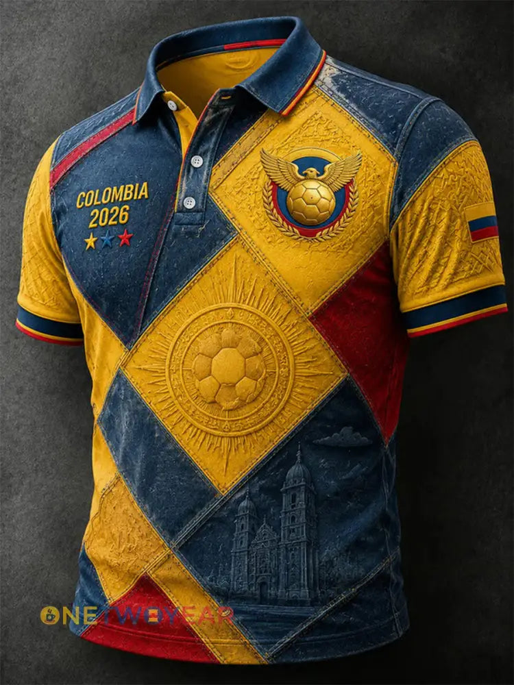 Polo casual de hombre con estampado de fútbol de Colombia colección 2026 - como imagen / S