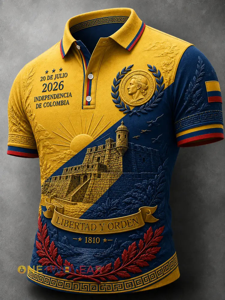 Polo casual retro de Columbia conmemorativo del Día de la Independencia - como imagen / S