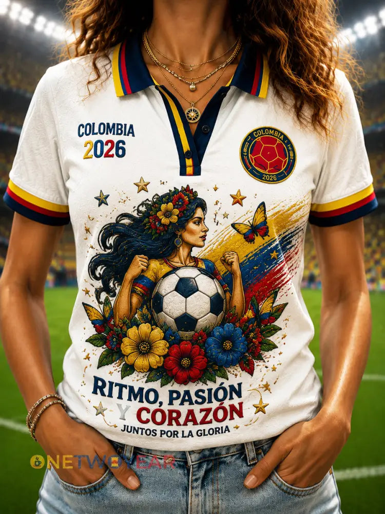 Polo clásico Columbia mujer para aficionados al fútbol - como imagen / S