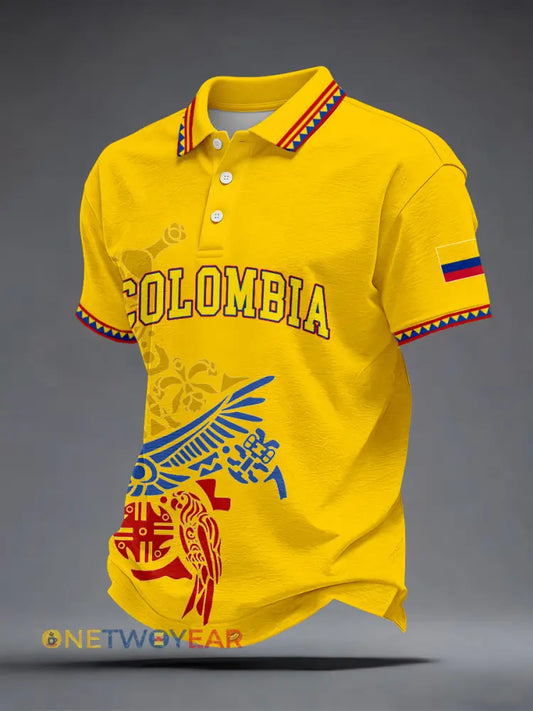 Polo Colombia de los hombres - Amarillo / S