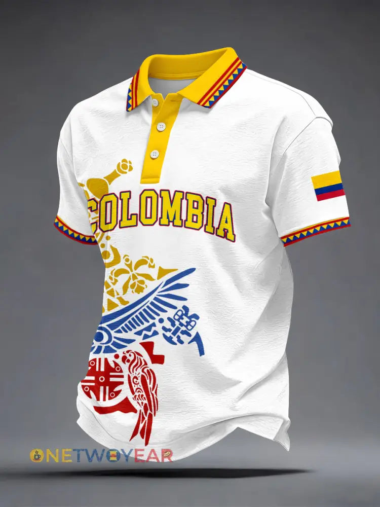 Polo Colombia de los hombres - Blanco / S