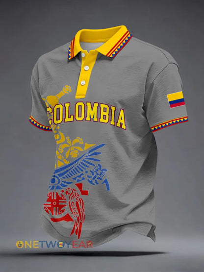 Polo Colombia de los hombres - Gris / S