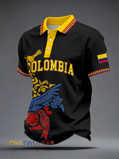 Polo Colombia de los hombres - Negro / S