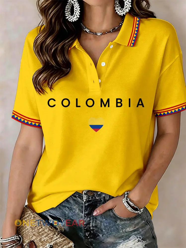 Polo Colombia de mujer - Amarillo / S