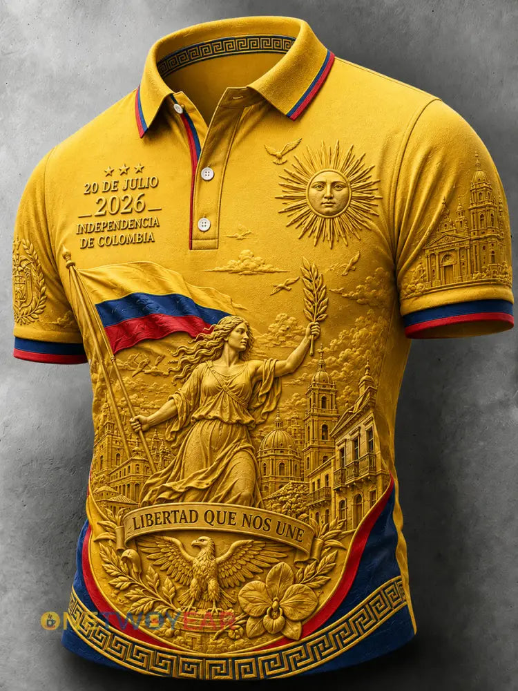 Polo de arte retro conmemorativo del Día de la Independencia de Columbia - como imagen / S