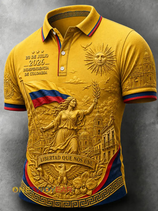 Polo de arte retro conmemorativo del Día de la Independencia de Columbia - como imagen / S