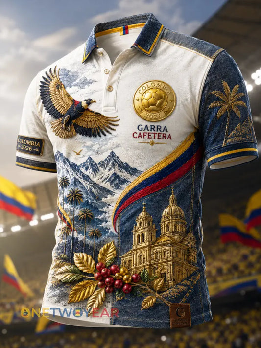 Polo de fan retro clásico del fútbol de Columbia - como imagen / S