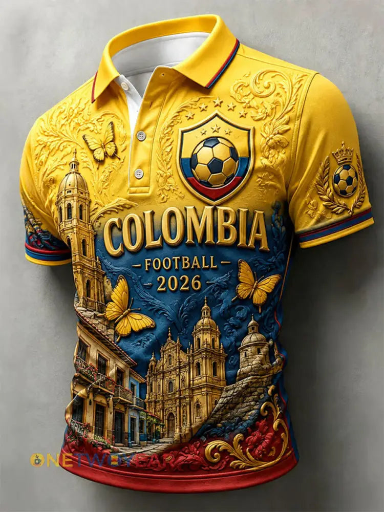 Polo de hombre 2026 Colombia Football Print Casual - como imagen / S